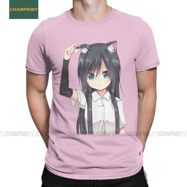 kawai neko men t shirt waifu anime girl cute waifu mecha fun tee shirt short sleeve round neck t-shirt cotton printed clothing