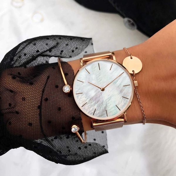 wristwatches sanshoor white shell bracelet watch stainless steel mesh armband 20mm width fit keeper slide charms wirstband as gifts for wome, Slivery;brown
wristwatches sanshoor white shell bracelet watch stainless steel mesh armband 20mm width fit keeper slide charms wirstband as gifts for wome, Slivery;brown