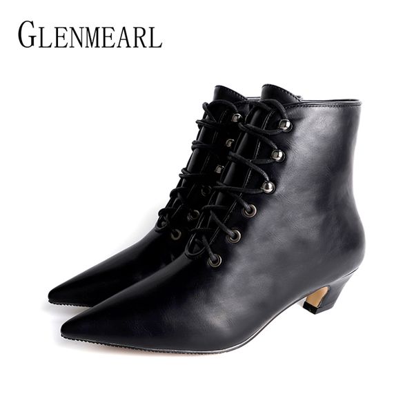 boots women soft leather winter shoes pointed toe ankle black thick heels lack up fashion woman autumn arrivalde
boots women soft leather winter shoes pointed toe ankle black thick heels lack up fashion woman autumn arrivalde