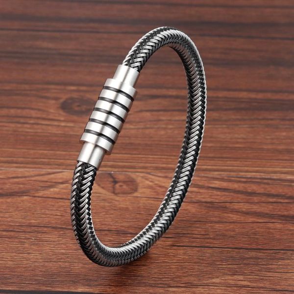 link, chain punk black and white braided steel wire bracelet magnetic buckle simple style fashion wristband men stainless
link, chain punk black and white braided steel wire bracelet magnetic buckle simple style fashion wristband men stainless