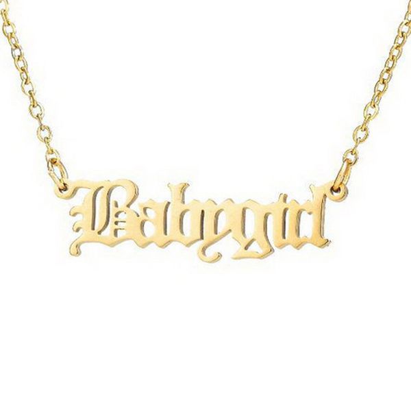 gold color retro english name necklace for women stainless steel pendant necklaces angel babygirl princess charm chokers jewelry, Silver
gold color retro english name necklace for women stainless steel pendant necklaces angel babygirl princess charm chokers jewelry, Silver
