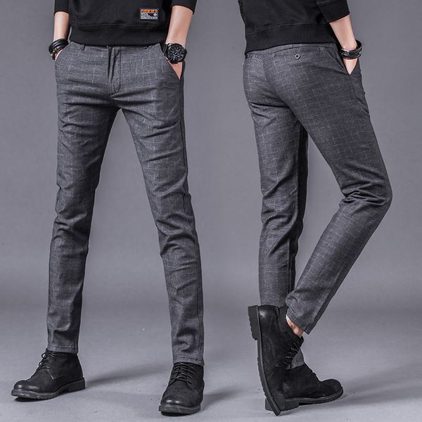 men's pants 2021 long regular straight fit smart casual trousers elasticity male, Black
men's pants 2021 long regular straight fit smart casual trousers elasticity male, Black