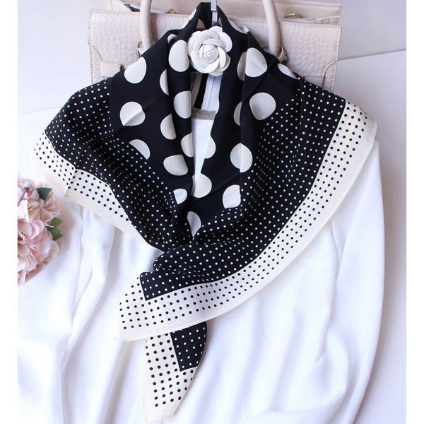 he ben elegant black and white circular wave point 90 square scarf silk silk scarf female autumn punching design joker crepe de chine silk, Blue;gray
he ben elegant black and white circular wave point 90 square scarf silk silk scarf female autumn punching design joker crepe de chine silk, Blue;gray