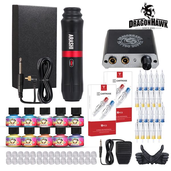 dragonhawk tattoo kit rotary motor tattoo pen machine 10 color inks power supply cartridges needles d3069
dragonhawk tattoo kit rotary motor tattoo pen machine 10 color inks power supply cartridges needles d3069