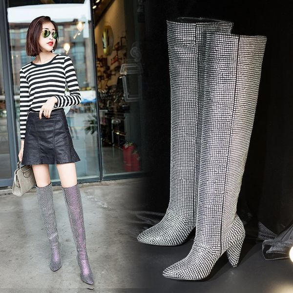 women's rubber boots booties ladies platform thigh high heels high pointe shoes winter footwear, Black
women's rubber boots booties ladies platform thigh high heels high pointe shoes winter footwear, Black