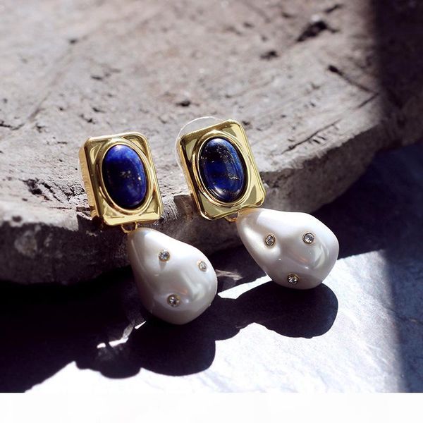 new arrival brass drop earring with lapis stone and pearl ins style for women summer vocation match wedding jewlery gift ps5653, Golden
new arrival brass drop earring with lapis stone and pearl ins style for women summer vocation match wedding jewlery gift ps5653, Golden