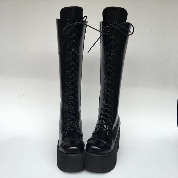 japanese style lolita cosplay pu knee high boots high platform lace-up square heel princess girl winter boots, Black
japanese style lolita cosplay pu knee high boots high platform lace-up square heel princess girl winter boots, Black
