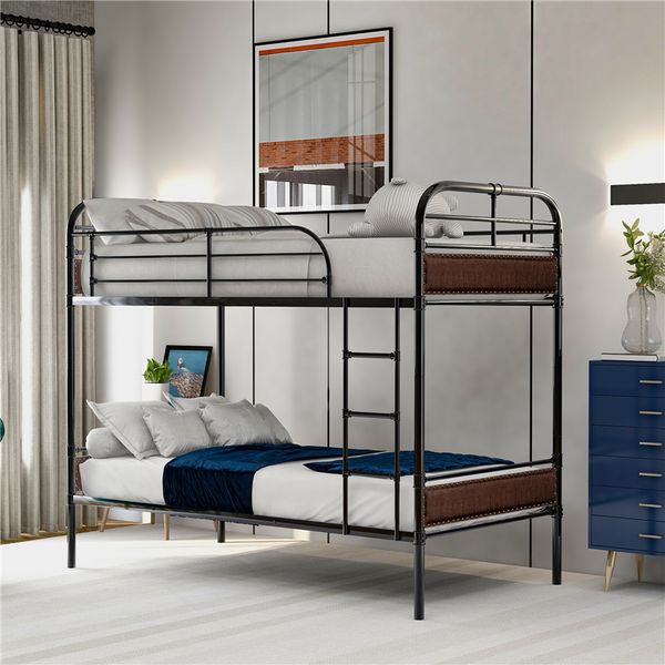 us stock twin over twin bunk bed with sturdy steel frame and upholstered headboards rivet decoration convertible bunk bed
us stock twin over twin bunk bed with sturdy steel frame and upholstered headboards rivet decoration convertible bunk bed