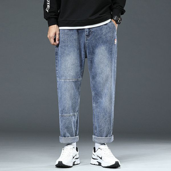 men's jeans 2021 mens street wear oversized loose patchwork jogger for men baggy straight leg denim pants, Blue
men's jeans 2021 mens street wear oversized loose patchwork jogger for men baggy straight leg denim pants, Blue