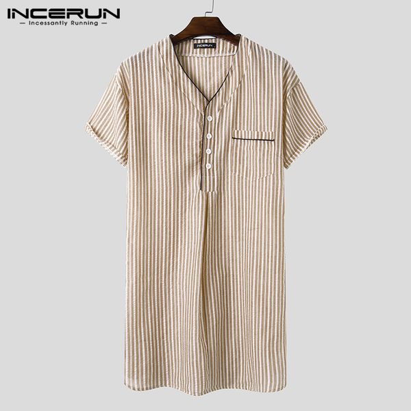 incerun men striped nightgown short sleeve robes v neck breathable cotton homewear leisure men dressing gown cozy bathrobes 2020, Black;brown
incerun men striped nightgown short sleeve robes v neck breathable cotton homewear leisure men dressing gown cozy bathrobes 2020, Black;brown