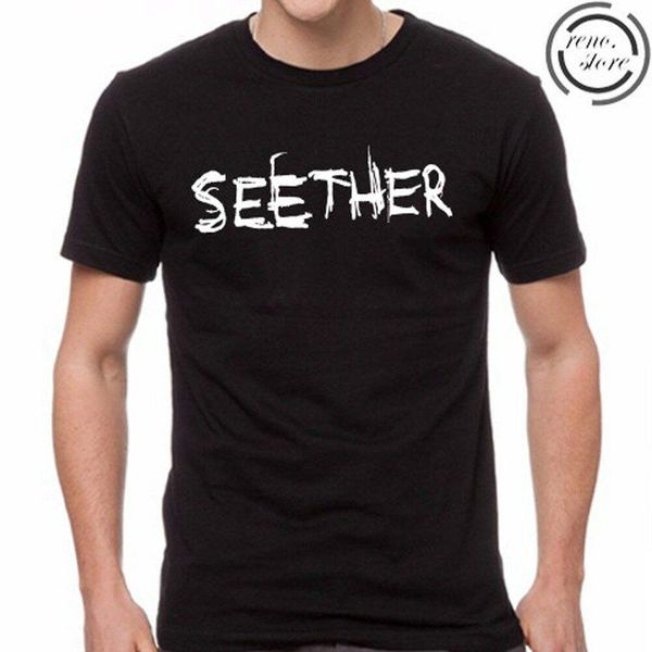 seether rock band mens black t shirt designer selling novelty, White;black
