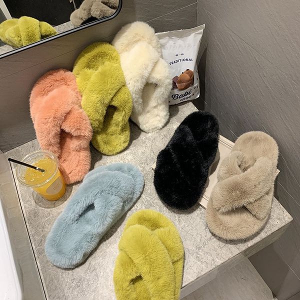 cross band&open toe comfy hair slides mujer solid creepers flats fluffy womens slippers outdoor candy colors large size 35-42, Black
cross band&open toe comfy hair slides mujer solid creepers flats fluffy womens slippers outdoor candy colors large size 35-42, Black