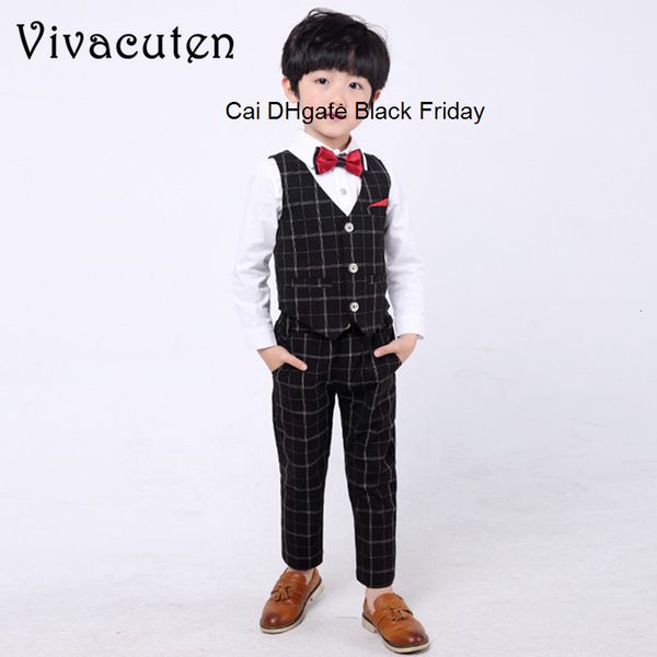 fashion kids wedding suits flower boys plaid vest shirt pants 3pcs formal party dress clothing set gentle children suit set f133 
fashion kids wedding suits flower boys plaid vest shirt pants 3pcs formal party dress clothing set gentle children suit set f133