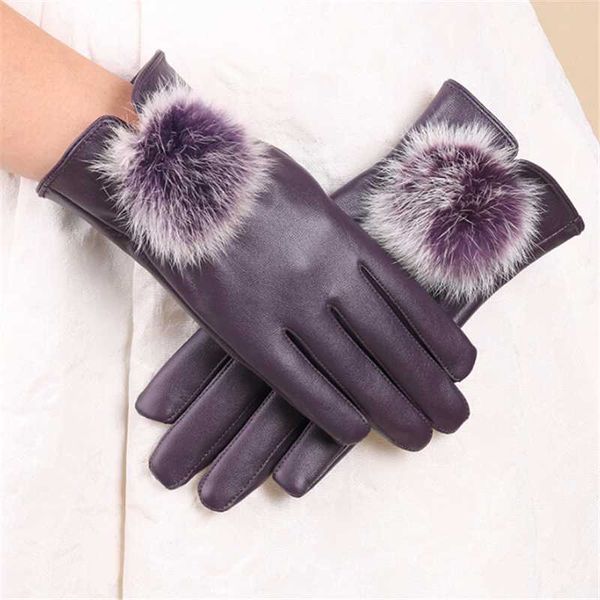 five fingers gloves trendy fur ball pu leather winter warm women ladies mittens apparel accessories 3115, Blue;gray
five fingers gloves trendy fur ball pu leather winter warm women ladies mittens apparel accessories 3115, Blue;gray
