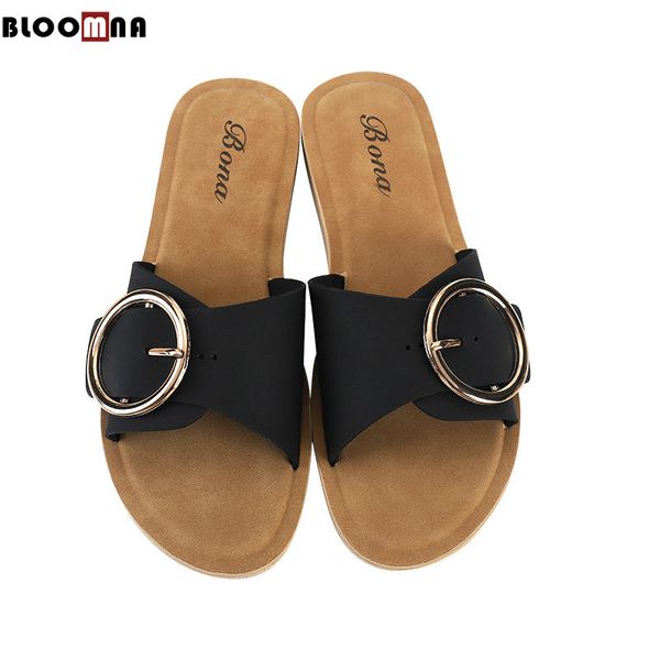 summer fashion round buckle women slippers soft comfortable bottom anti-slip light weight sandals outer wear peep toe flat shoes, Black
summer fashion round buckle women slippers soft comfortable bottom anti-slip light weight sandals outer wear peep toe flat shoes, Black