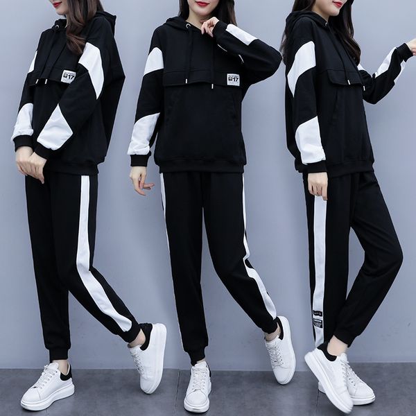 women's tracksuits 2021 autumn hooded pullover long pants 2 piece set women letter stripe plus size loose two suits female tracksuit, Gray
women's tracksuits 2021 autumn hooded pullover long pants 2 piece set women letter stripe plus size loose two suits female tracksuit, Gray