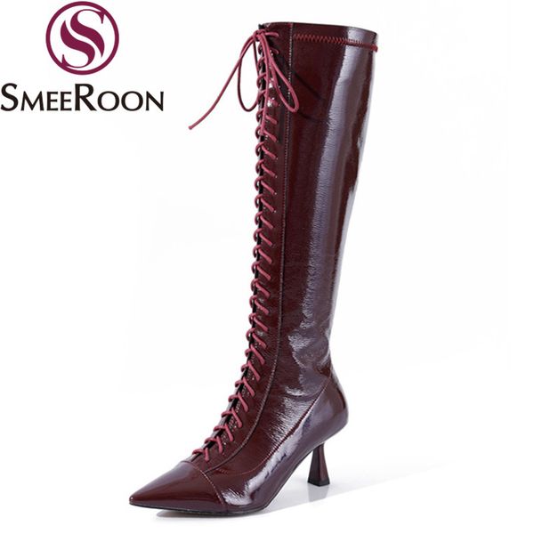 smeeroon 2020 big size 34-42 women boots thick high heels pointed toe ladies shoes fashion lace up winter knee high boots, Black
smeeroon 2020 big size 34-42 women boots thick high heels pointed toe ladies shoes fashion lace up winter knee high boots, Black