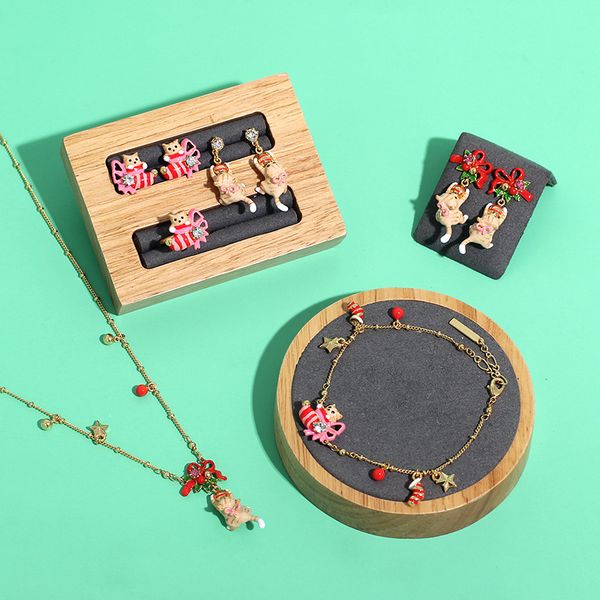 christmas series fashion jewelry 2020 new good gift romantic cute cat bow bell gem earring ring bracelet necklace for women, Silver
christmas series fashion jewelry 2020 new good gift romantic cute cat bow bell gem earring ring bracelet necklace for women, Silver
