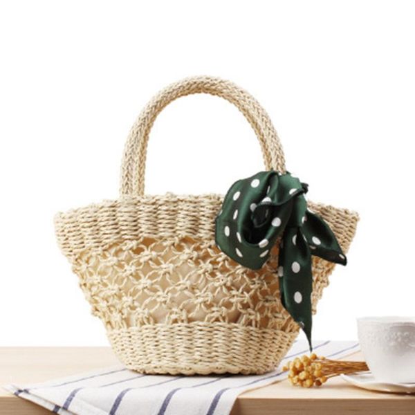 japan and south korea small hand-woven woven beach bag retro fashion hollow scarves small fresh straw bag holiday leisure