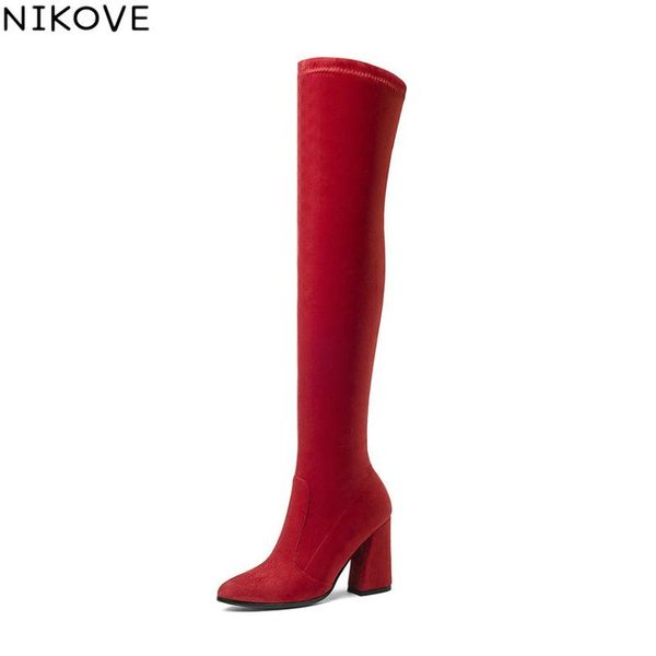 nikove 2020 women boots pointed toe over the knee boots stretch fabrics slip on shoes hoof high heels ladies size 34-43, Black
nikove 2020 women boots pointed toe over the knee boots stretch fabrics slip on shoes hoof high heels ladies size 34-43, Black