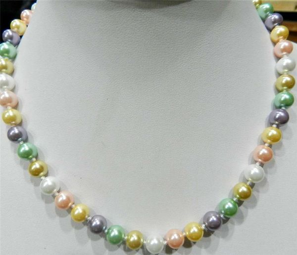 22 inches 8mm multicolor south sea shell pearl necklace, Silver
22 inches 8mm multicolor south sea shell pearl necklace, Silver