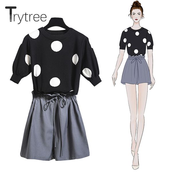 trytree 2020 summer women two piece set casual o-neck dot knitting loose + shorts elastic waist drawstring 2 piece set, Gray
trytree 2020 summer women two piece set casual o-neck dot knitting loose + shorts elastic waist drawstring 2 piece set, Gray