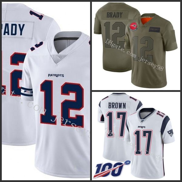 new england patriots green 12 brady green 17 antonio brown blue nfl white jersey, Black;red
