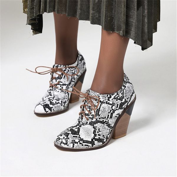 large size snake print women high heels lace up autumn shoes woman pumps comfortable leather shoes woman, Black
large size snake print women high heels lace up autumn shoes woman pumps comfortable leather shoes woman, Black