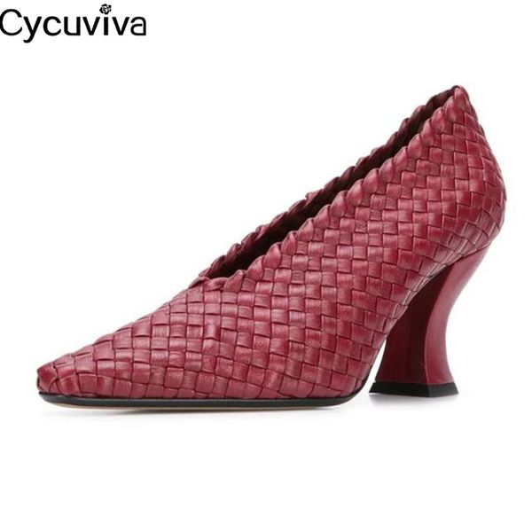 new style weave leather high heel woman pumps wine red shallow mules summer dress mother's shoes 2020 runway party shoes woman, Black
new style weave leather high heel woman pumps wine red shallow mules summer dress mother's shoes 2020 runway party shoes woman, Black