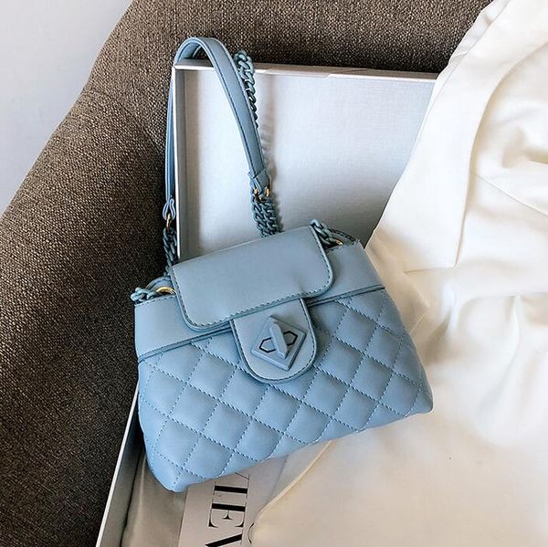 2020 plain women chain shoulder bags lady temperament small handbags check pu crossbody
2020 plain women chain shoulder bags lady temperament small handbags check pu crossbody