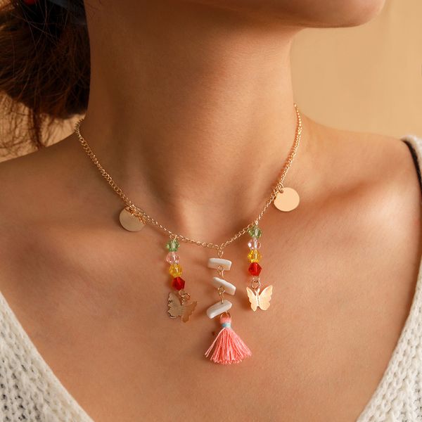 trendy colorful beads shell butterfly pendant necklace for women tassel chain choker fashion jewelry collares 14351, Silver
trendy colorful beads shell butterfly pendant necklace for women tassel chain choker fashion jewelry collares 14351, Silver
