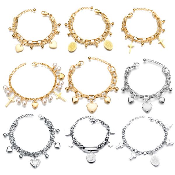 new arrive double stainless steel religious bracelet for women female gold color beads bracelet jesus pendant lady jewelry gift, Black
new arrive double stainless steel religious bracelet for women female gold color beads bracelet jesus pendant lady jewelry gift, Black