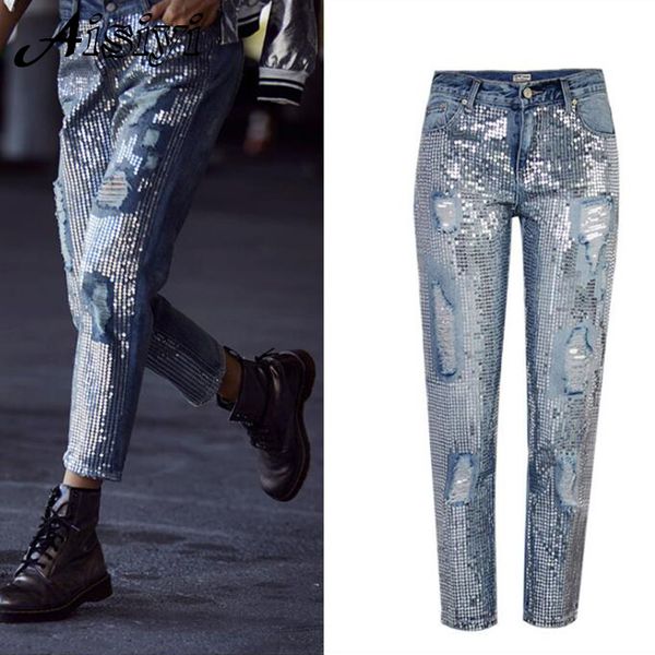 women's jeans sequin ripped for women hole zipper fringe pants denim bottom loose female streetwear trousers, Blue
women's jeans sequin ripped for women hole zipper fringe pants denim bottom loose female streetwear trousers, Blue