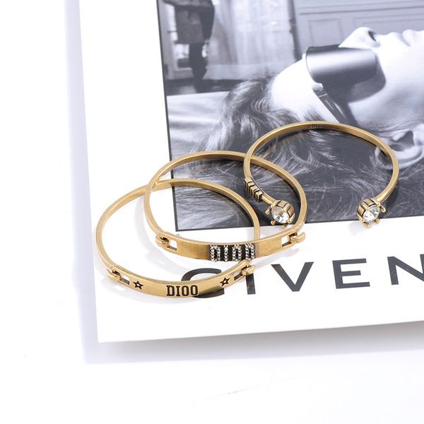 d home vintage three-piece brass letters bracelet inlaid zircon female di home wearing the same paragraph three layered network red ins, Black
d home vintage three-piece brass letters bracelet inlaid zircon female di home wearing the same paragraph three layered network red ins, Black