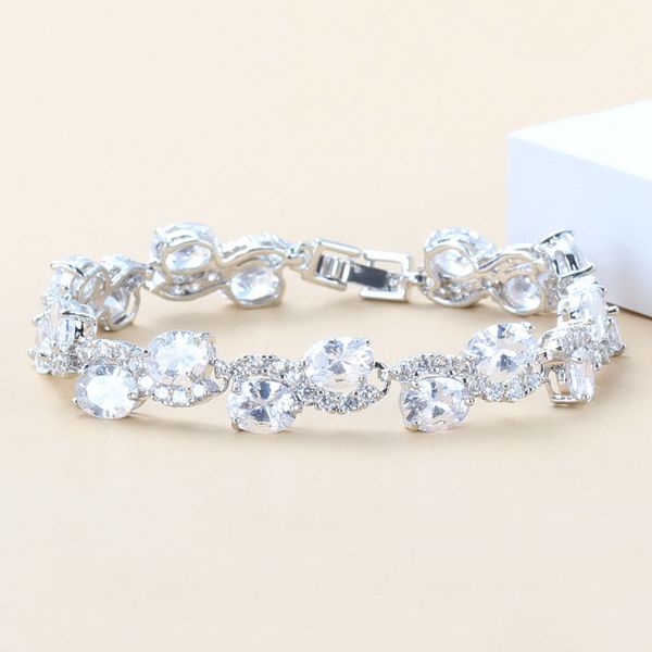 link, chain fashion wedding costume silver color natural austria crystal link bracelet length 19cm for women, Black
link, chain fashion wedding costume silver color natural austria crystal link bracelet length 19cm for women, Black