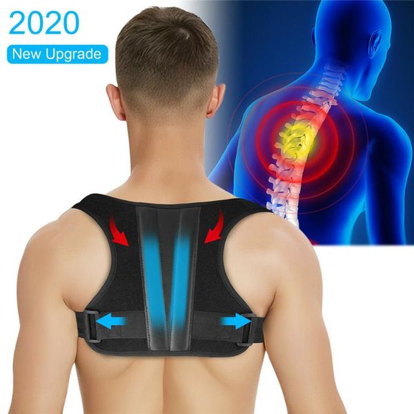 back support adjustable posture corrector men women pain relief brace shoulders chest belt spine lumbar, Black;blue
back support adjustable posture corrector men women pain relief brace shoulders chest belt spine lumbar, Black;blue