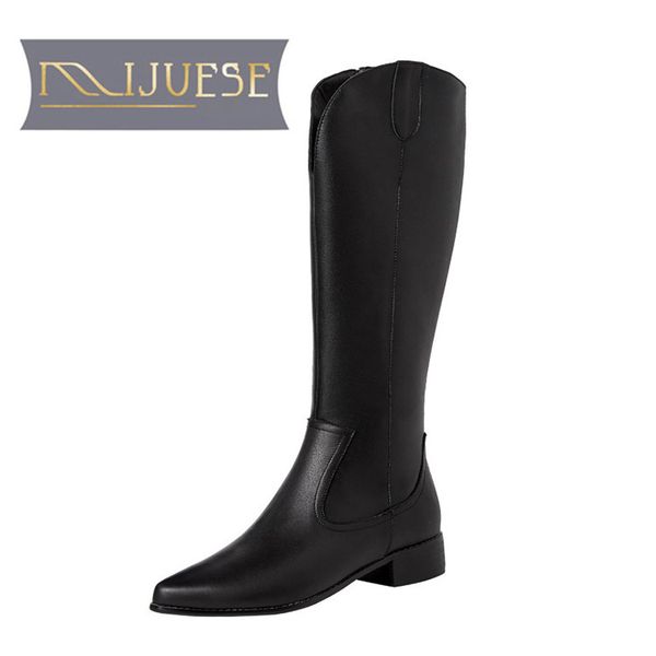 mljuese 2021 women knee-high boots cow leather winter short plush pointed toe zipper med heels female western boots size 39, Black
mljuese 2021 women knee-high boots cow leather winter short plush pointed toe zipper med heels female western boots size 39, Black