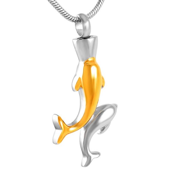 new z2711 silver double dolphin cremation urn necklace jewelry - loss of pet stainless steel memorial pendant hold ashes keepsake 
new z2711 silver double dolphin cremation urn necklace jewelry - loss of pet stainless steel memorial pendant hold ashes keepsake