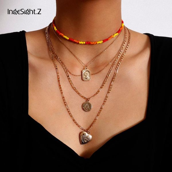 ingesight.z multi layer rainbow beaded choker necklace carved coin portrait open locket love heart pendant necklaces set jewelry, Silver
ingesight.z multi layer rainbow beaded choker necklace carved coin portrait open locket love heart pendant necklaces set jewelry, Silver