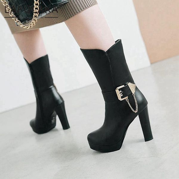 lapolaka 2020 new arrivals big size 43 platform mid calf boots women shoes high heels metal decoration zip up winter boots, Black
lapolaka 2020 new arrivals big size 43 platform mid calf boots women shoes high heels metal decoration zip up winter boots, Black
