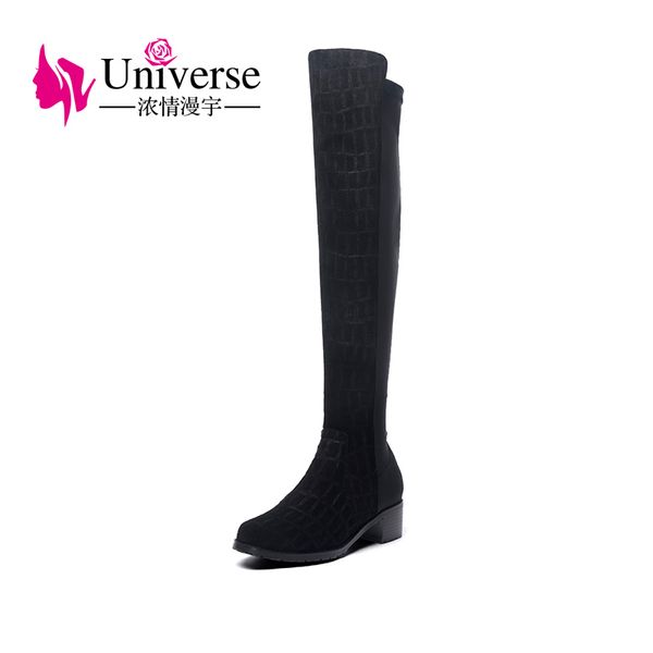 boots universe stretch fabric women knee high med heel winter short plush lining thigh g406, Black
boots universe stretch fabric women knee high med heel winter short plush lining thigh g406, Black