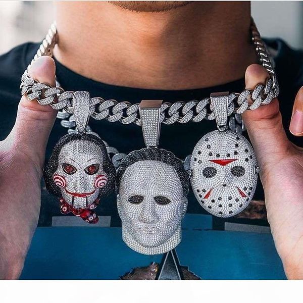 zircon large version electric saw horror mask doll pendant necklace movable hip hop rap dj men's necklace, Silver
zircon large version electric saw horror mask doll pendant necklace movable hip hop rap dj men's necklace, Silver