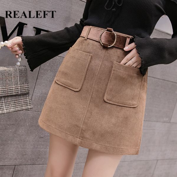 realeft new 2020 autumn winter high waist corduroy mini skirt with belt vintage a-line skirts female elegant skater skirt pocket, Black
realeft new 2020 autumn winter high waist corduroy mini skirt with belt vintage a-line skirts female elegant skater skirt pocket, Black