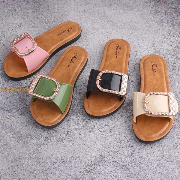 2020 summer women slippers fashion metal buckle decoration flat ladies slides outdoor cozy peep toe anti slip female slippers, Black
2020 summer women slippers fashion metal buckle decoration flat ladies slides outdoor cozy peep toe anti slip female slippers, Black
