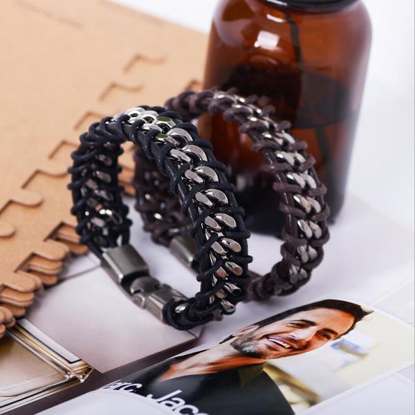 leather bracelet punk style design wide cuff hollow bracelet for men jewelry stainless steel bracelets, Black
leather bracelet punk style design wide cuff hollow bracelet for men jewelry stainless steel bracelets, Black