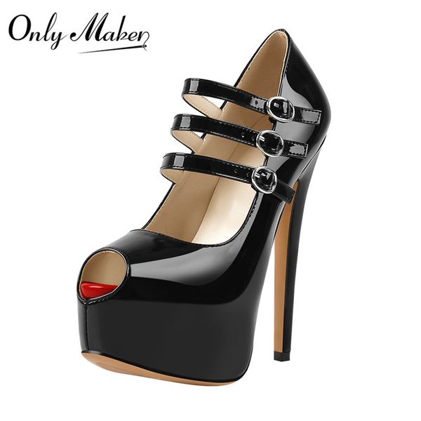 onlymaker women black peep toe mary jane platform buckle pumps ankle strap stiletto 16cm high heels dress buckle shoes big size
onlymaker women black peep toe mary jane platform buckle pumps ankle strap stiletto 16cm high heels dress buckle shoes big size
