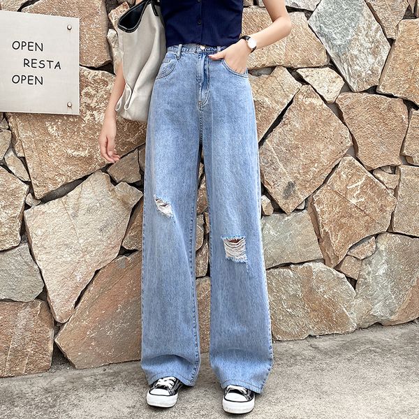women's jeans thin fabric retro style for ladies 2021 high waist mop floor wide leg hanging vertical pants, Blue
women's jeans thin fabric retro style for ladies 2021 high waist mop floor wide leg hanging vertical pants, Blue