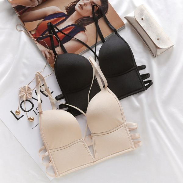 bras deep u push up wireless cross straps underwear thin summer women backless bra, Red;black
bras deep u push up wireless cross straps underwear thin summer women backless bra, Red;black