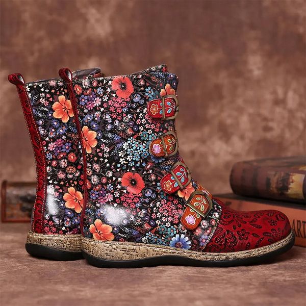 adisputent winter ladies boots print retro colorful flower pattern zipper buckle strap casual mid-calf pu ethnic flat round toe, Black
adisputent winter ladies boots print retro colorful flower pattern zipper buckle strap casual mid-calf pu ethnic flat round toe, Black