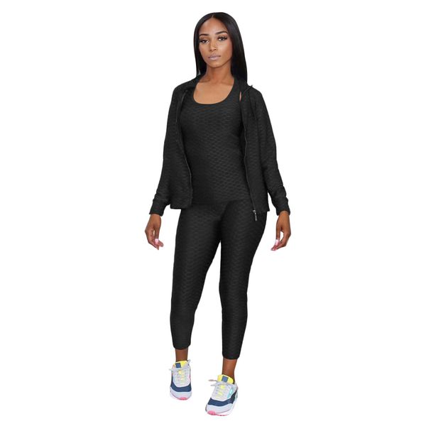 women sports three piece pants slim fit fitness vest zipper coat famale trousers ladies casual clothing suit, White
women sports three piece pants slim fit fitness vest zipper coat famale trousers ladies casual clothing suit, White